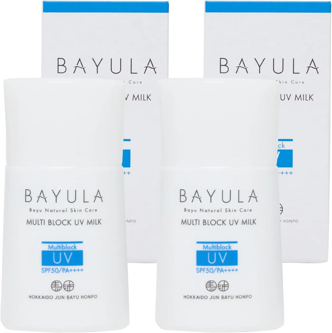 Солнцезащитное молочко Multi Block UV Milk SPF50 PA++++ Non-Chemical, Hokkaido Jun Bayu Honten, набор 2 шт по 30 г, белый Hokkaido Pure Horse Oil Honpo