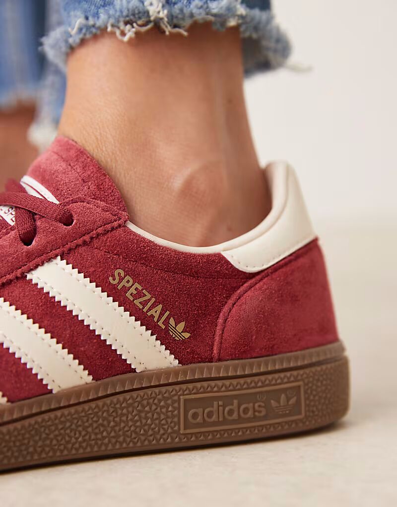 Бордовые и кремовые кроссовки Handball Spezial Adidas Originals — фото 4