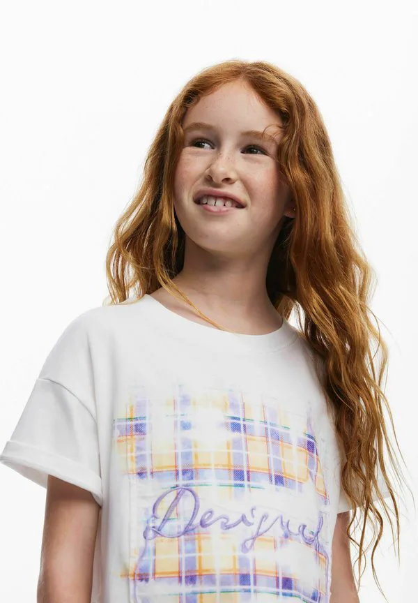 Футболка с коротким рукавом и клетчатым принтом Desigual, White