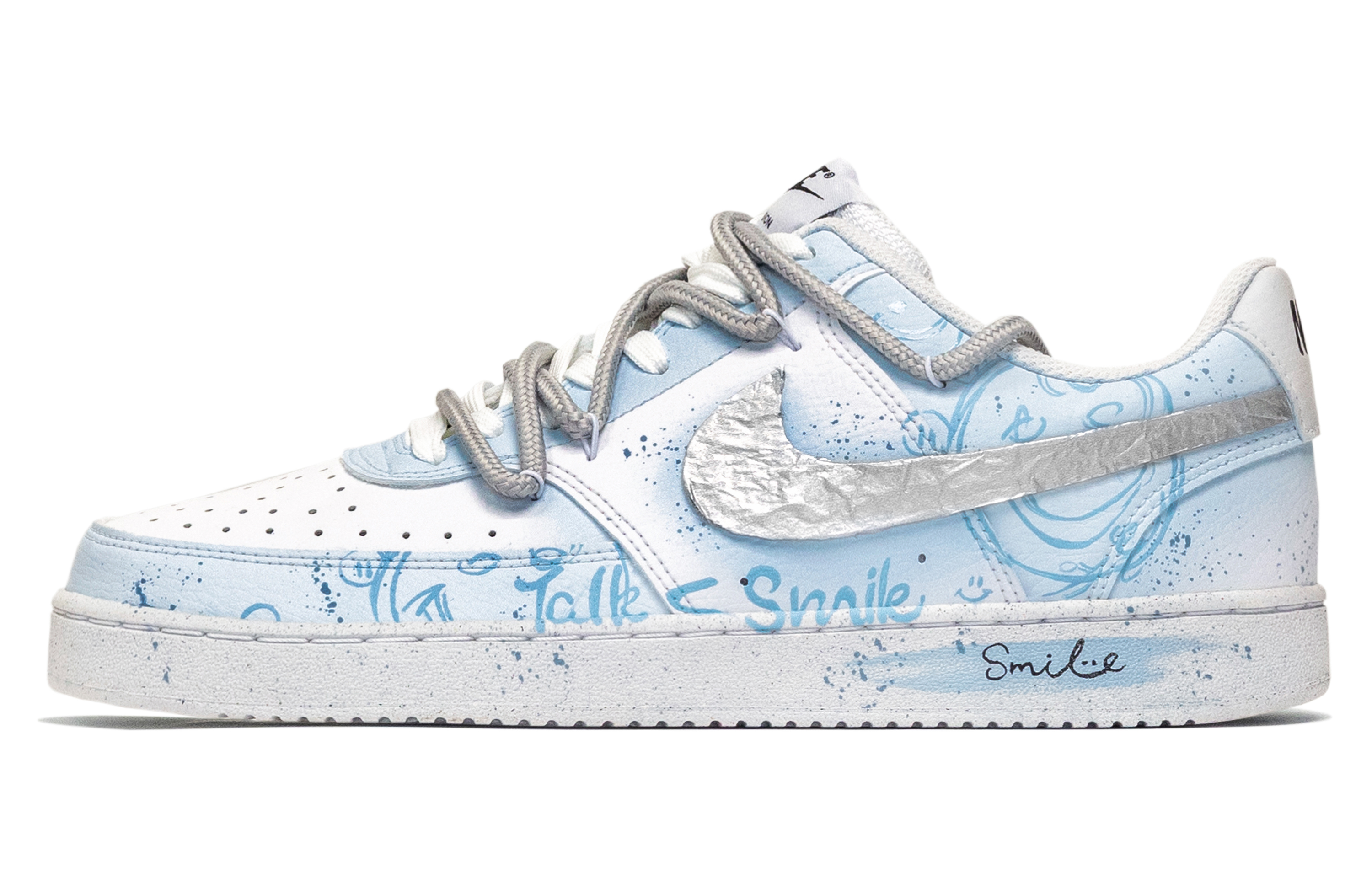 

Nike Кроссовки Court Vision 1 Great Journey West, Silver Garment With Blue Threads Low top Skateboard Shoes для мужчин