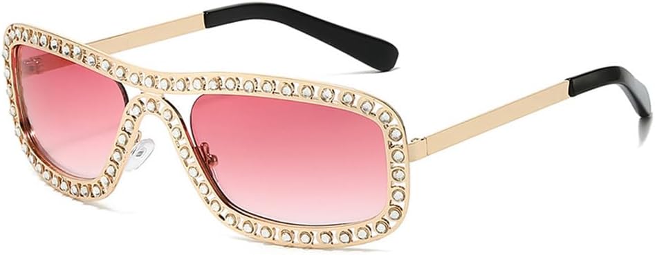 

Модные роскошные солнцезащитные очки с кристаллами для женщин, трендовые мужские солнцезащитные очки в металлической оправе с градиентными линзами и защитой от УФ-излучения UV400 TKKTLLT, Golden Pink Gradient