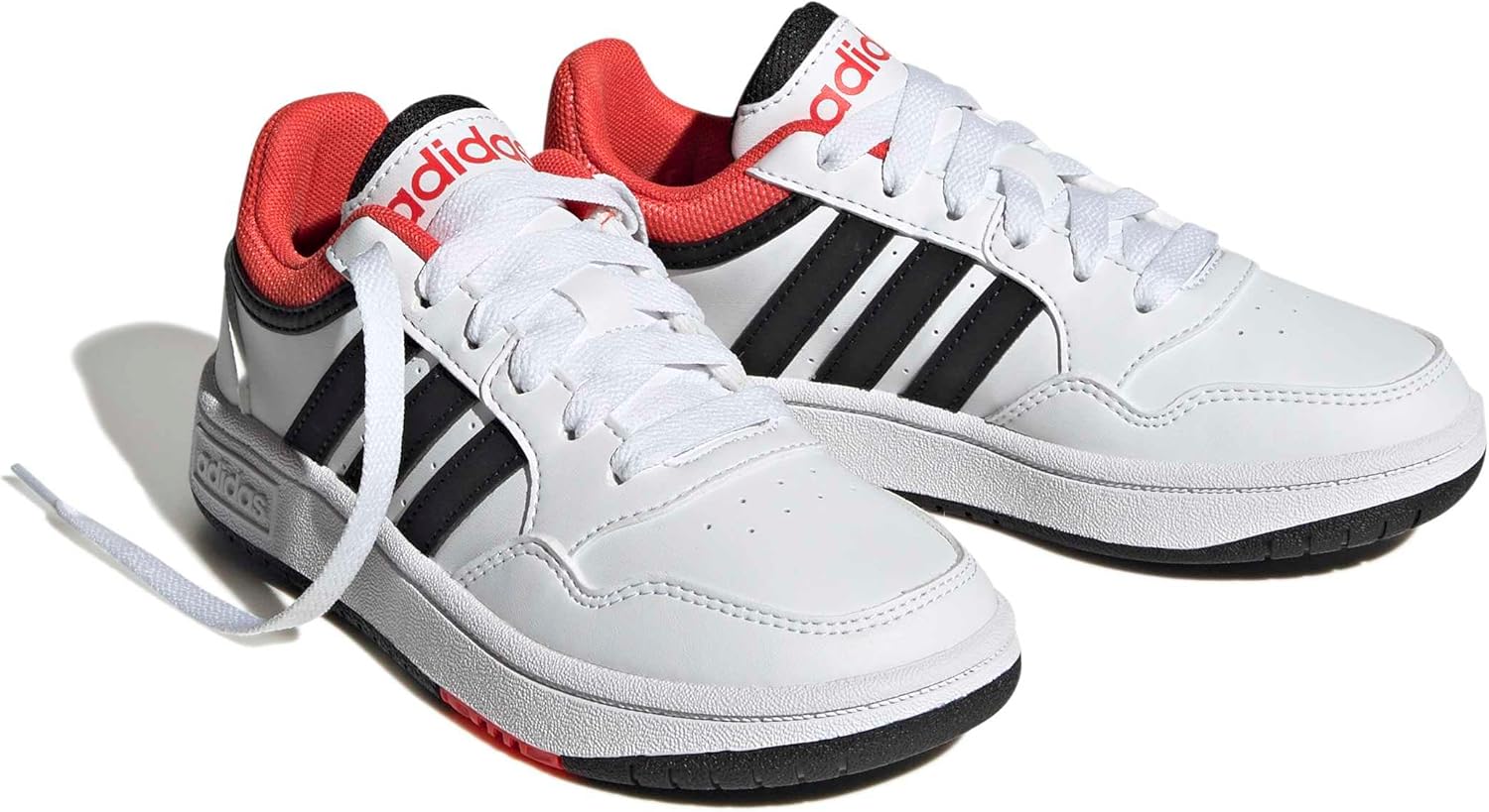 Кроссовки Adidas Kids' Hoops 2.0 Mid, белый/черный/красный/ярко-красный — фото 3