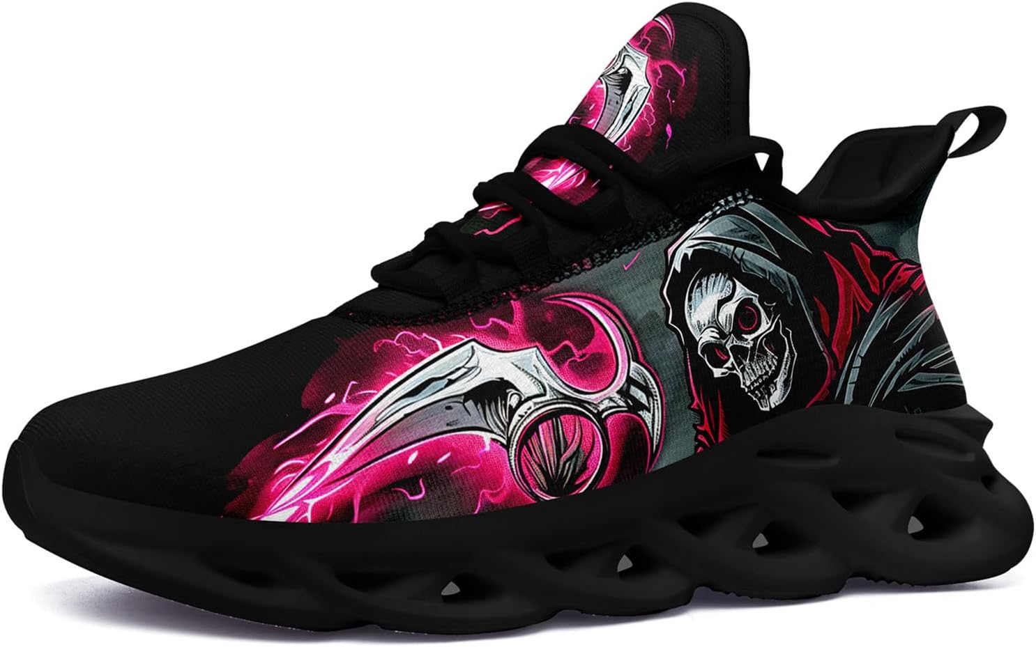 

Кроссовки Skull Road для мужчин и женщин, спортивные обувь с амортизацией, прочные для тенниса, стильные кроссовки для кросс-тренинга Coolcustomize, розовый