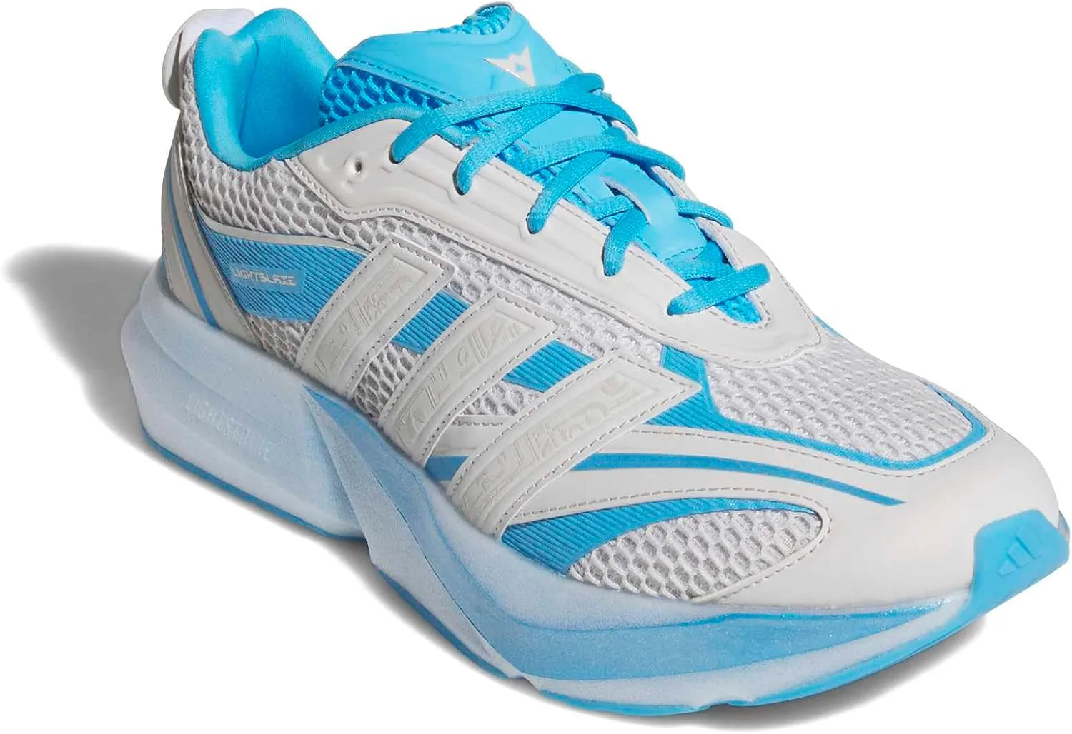 Кроссовки Adidas мужские Lightblaze Glow с шнуровкой для повседневной носки - белые, белый/золотой — фото 3