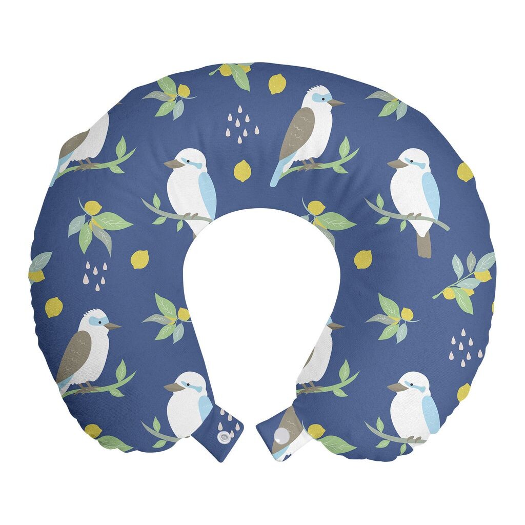 

ABAKUHAUS Bird Travel Подушка для шеи, листья кукабарры и лимоны, пенопластовые дорожные принадлежности для самолета и автомобиля, 30x30 см, разноцветные