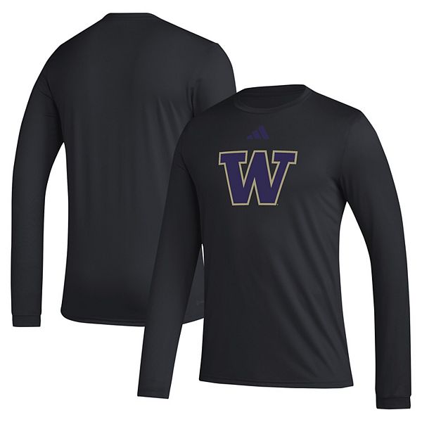 Мужская черная футболка с длинным рукавом Washington Huskies Primary Locker Logo Pre-Game Adidas — фото 2