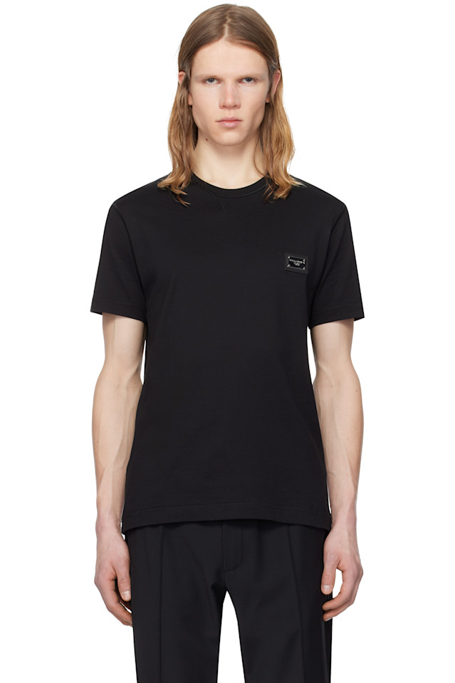 

Футболка с фирменным хлопковым ярлыком Dolce&Gabbana, черный