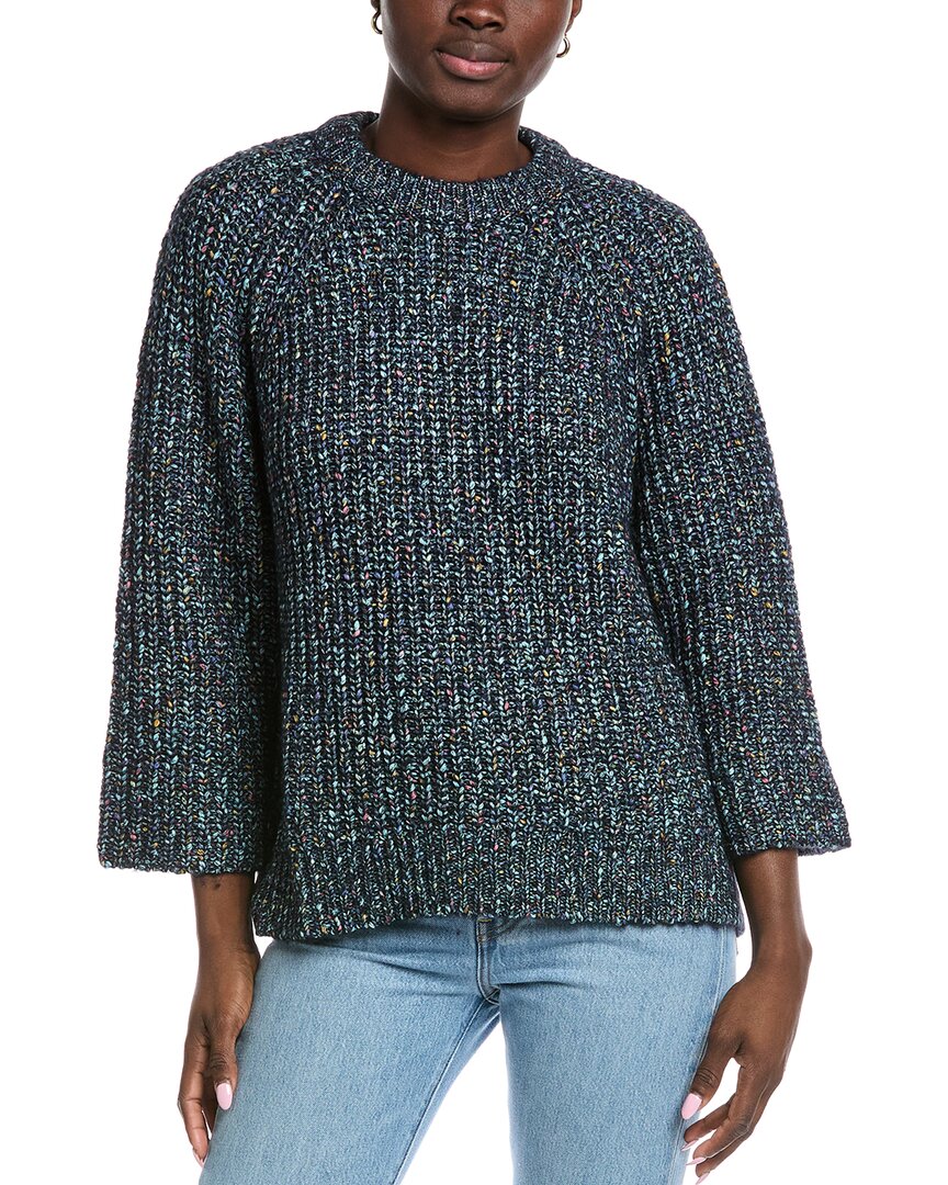 

Осенний кашемировый свитер с рукавом 3/4 из смесовой альпаки Autumn Cashmere, синий
