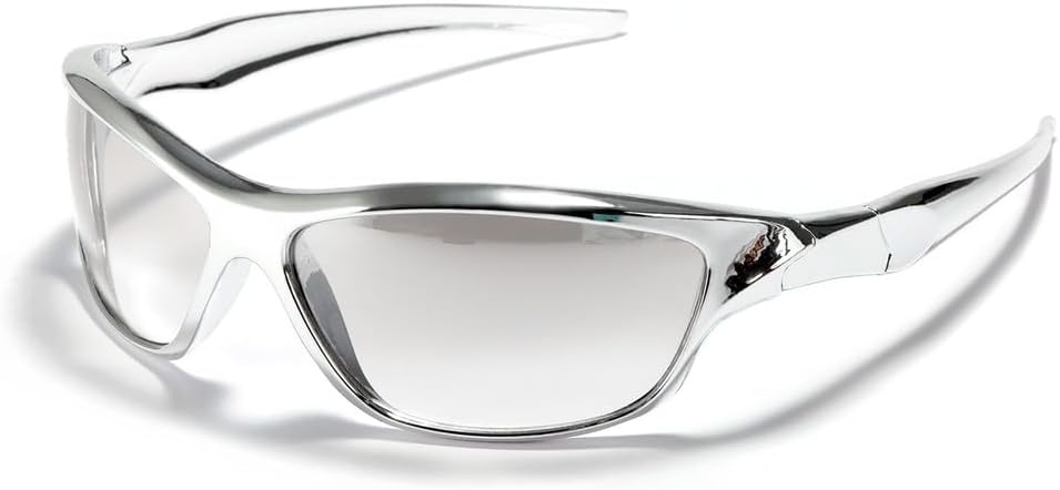 

Серебряные спортивные солнцезащитные очки для мужчин и женщин, зеркальные, винтажные, унисекс, мужские, для велосипедистов и водителей, с защитой от УФ-излучения UV400 KTUCN, Silver