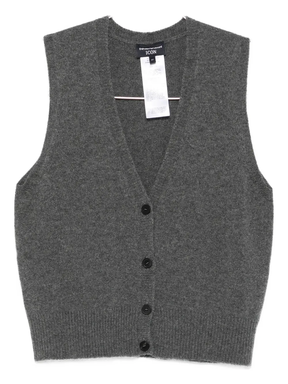 

Кашемировый топ на пуговицах спереди EMPORIO ARMANI, серый