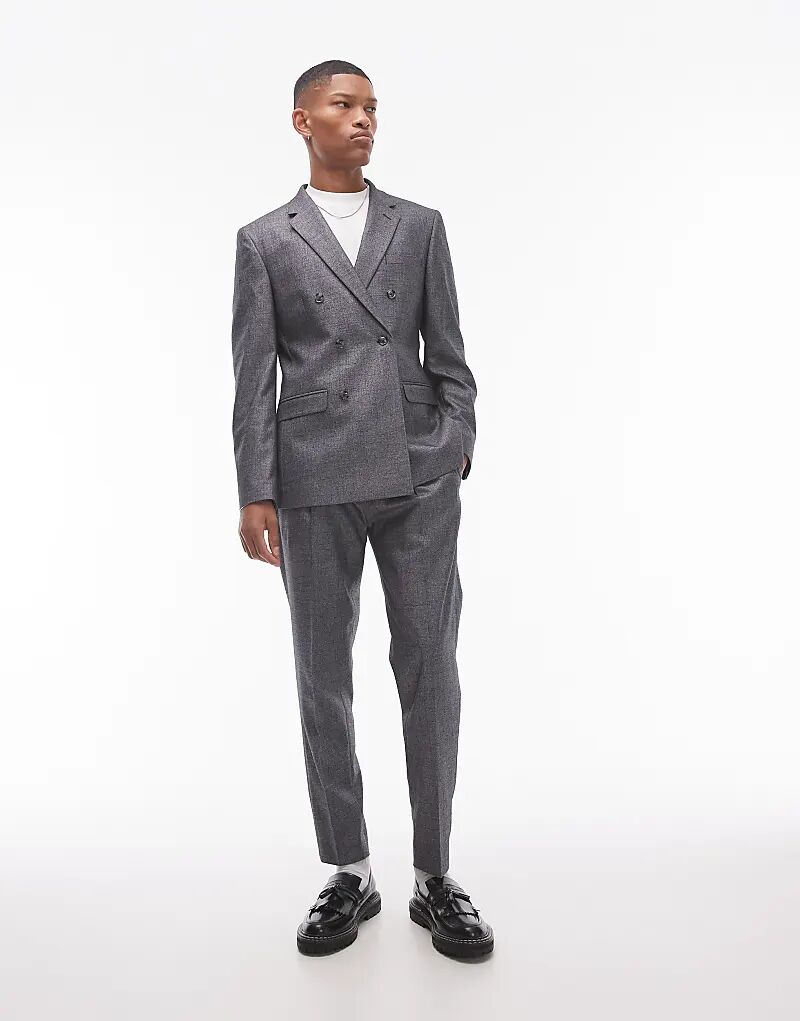 

Брюки-костюм с зауженным кроем серого цвета Topman