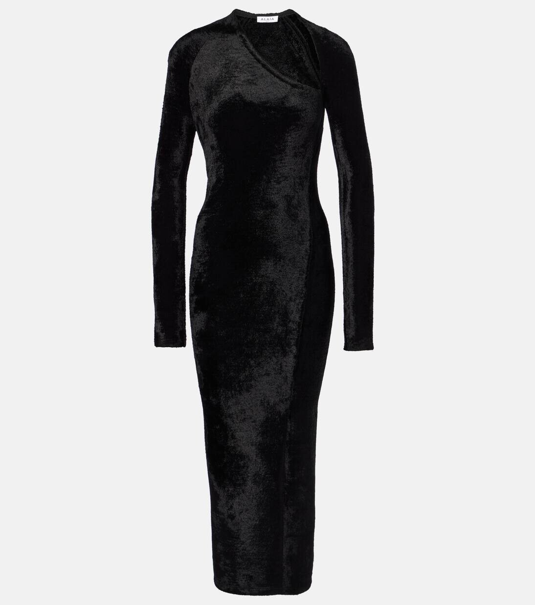 

Платье миди из бархата Alaïa, цвет noir alaia
