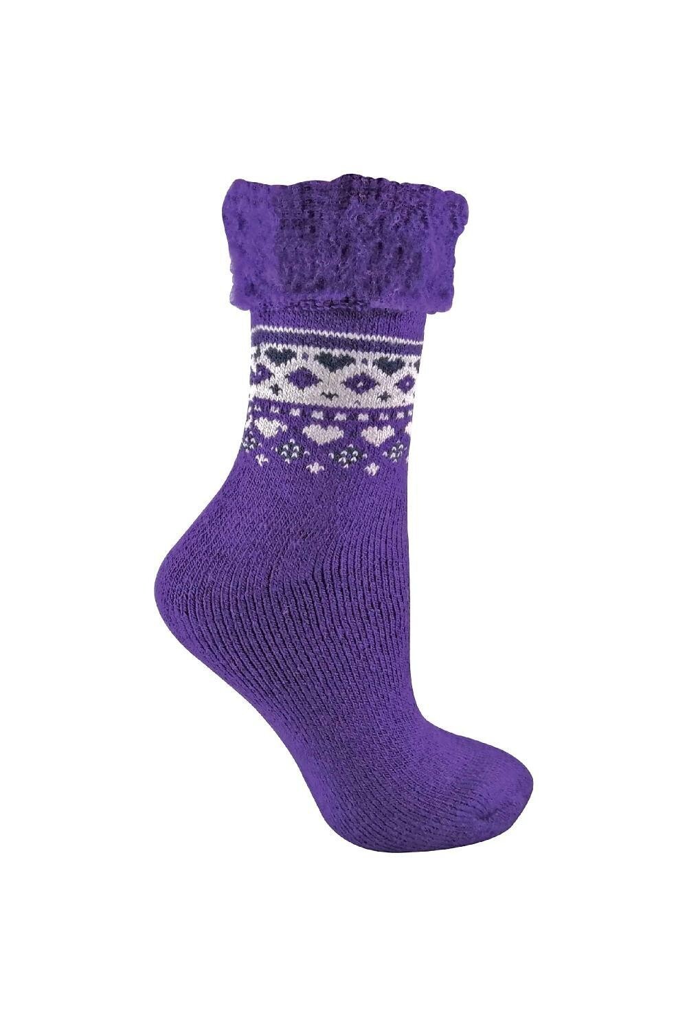 

Теплые зимние носки с перевернутым верхом в скандинавском стиле Sock Snob, фиолетовый