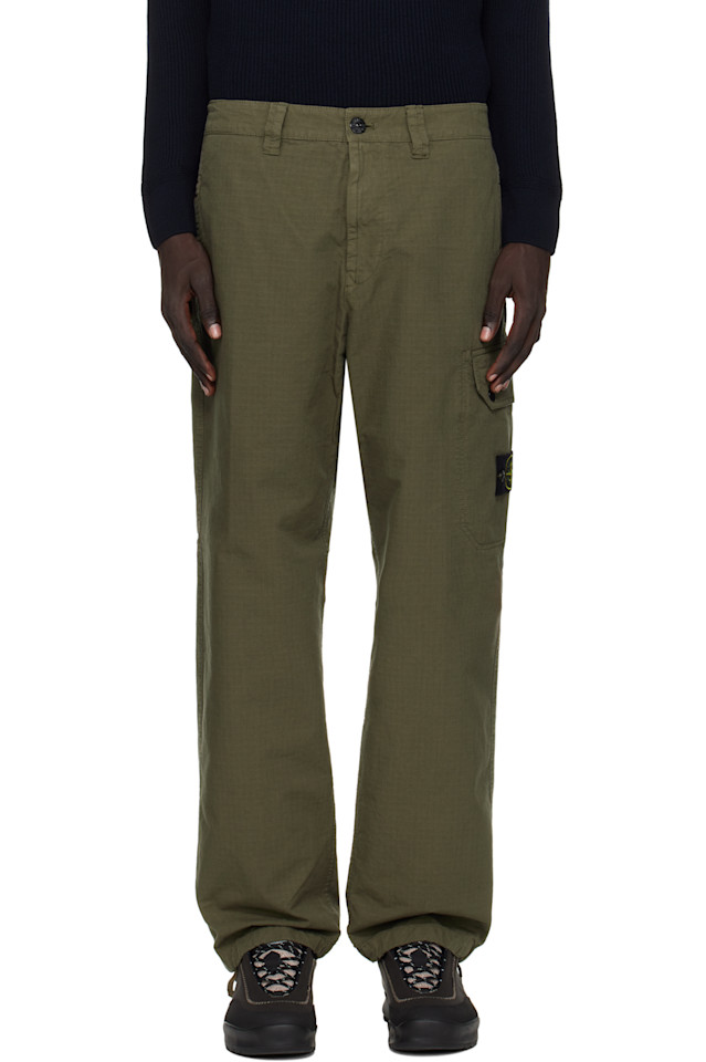 

Stone Island Зеленые брюки-карго из органического хлопка рипстоп 3100011