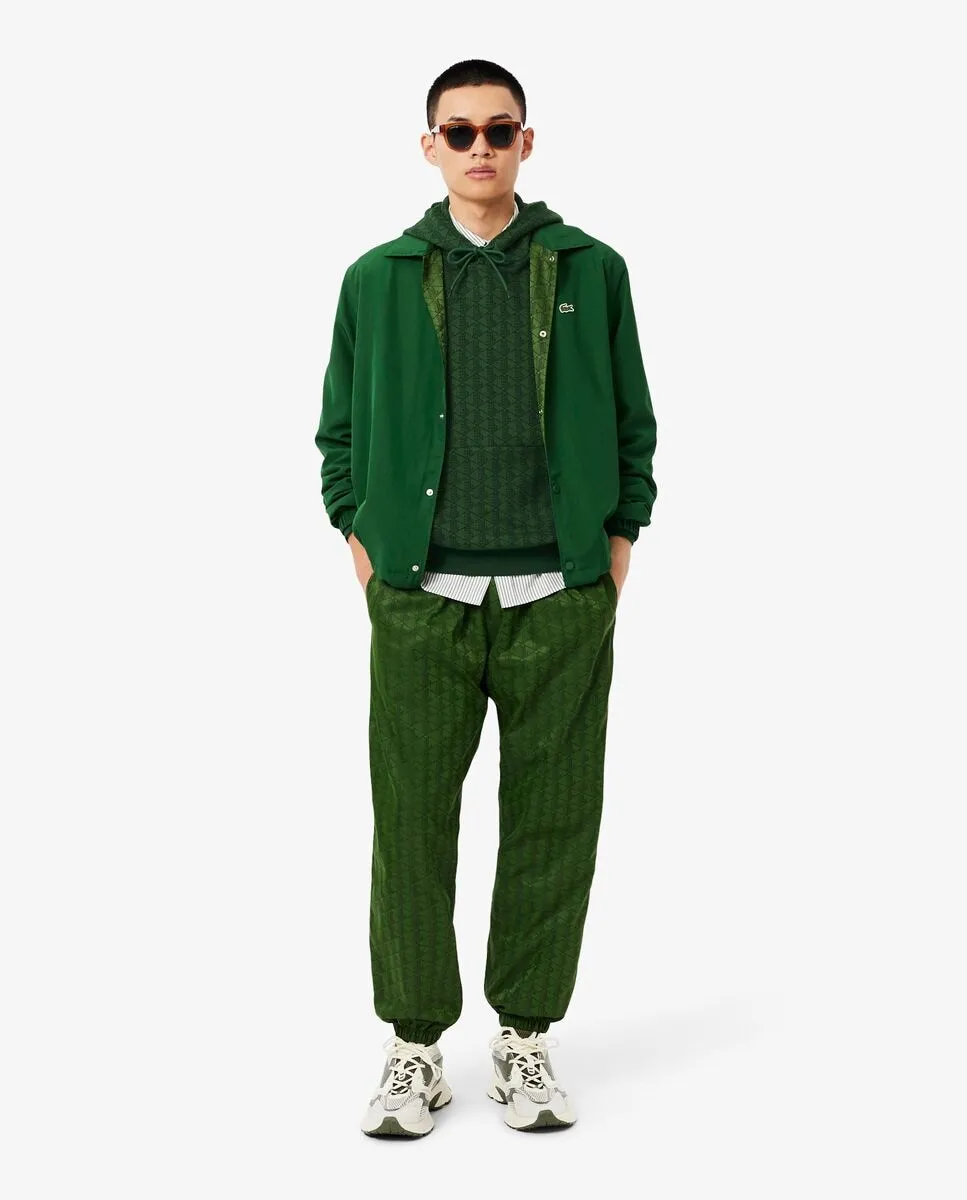 Мужская флисовая толстовка с капюшоном и монограммой серого цвета Lacoste — фото 4
