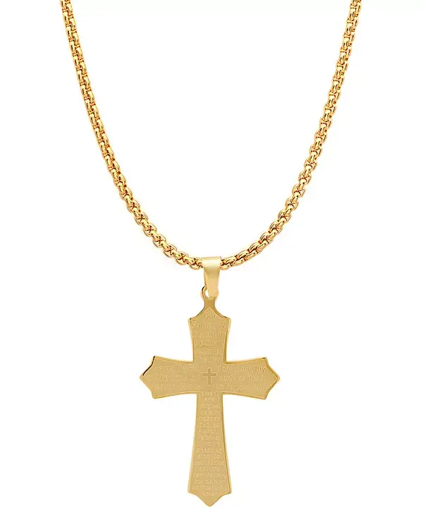

Мужской кулон-крест с молитвой «Отче наш, Господь» Steeltime, gold