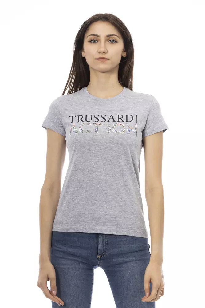 

Серый хлопковый женский топ Trussardi