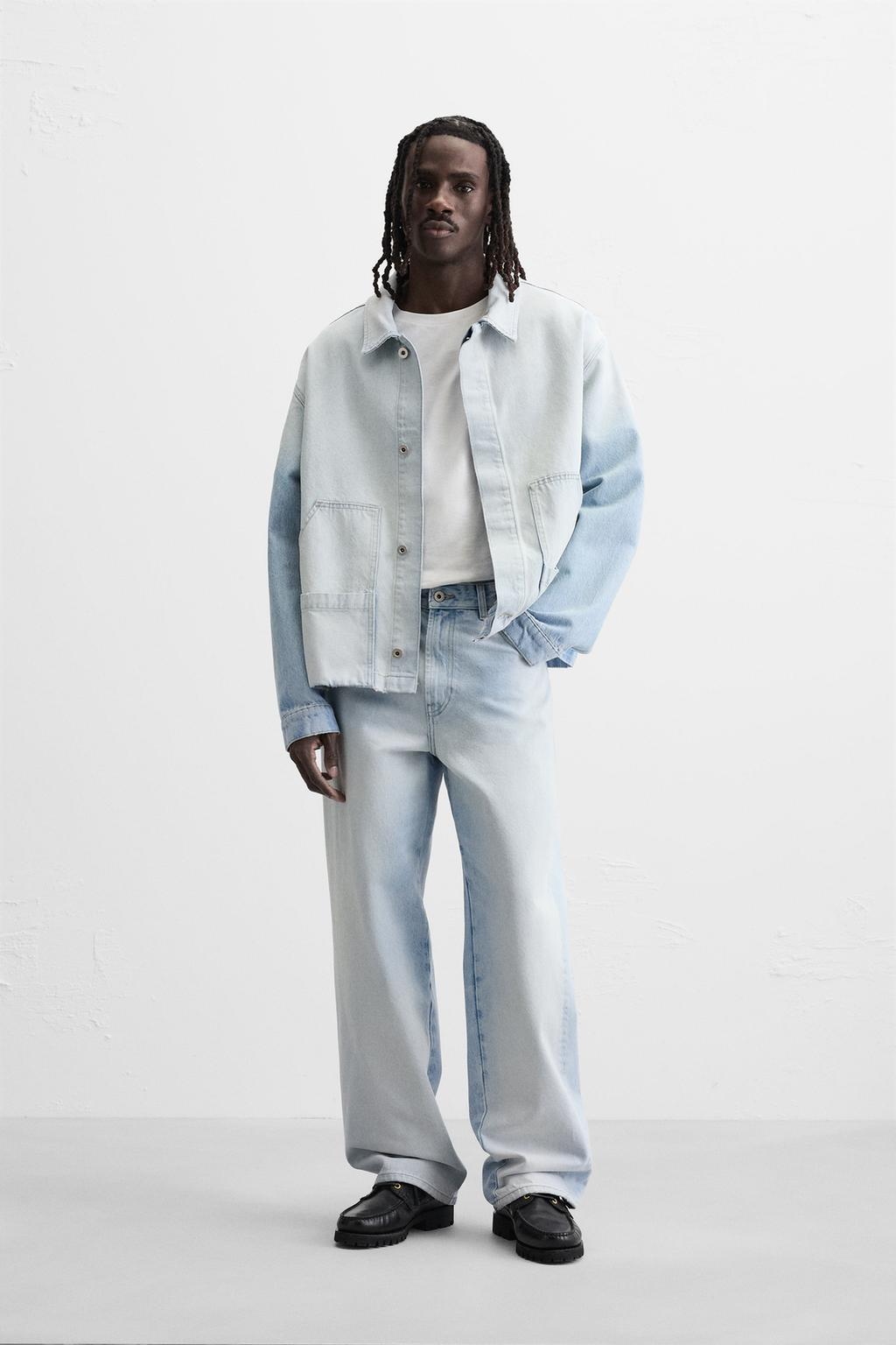

Джинсы с градиентным мешковатым кроем ZARA, светло-синий