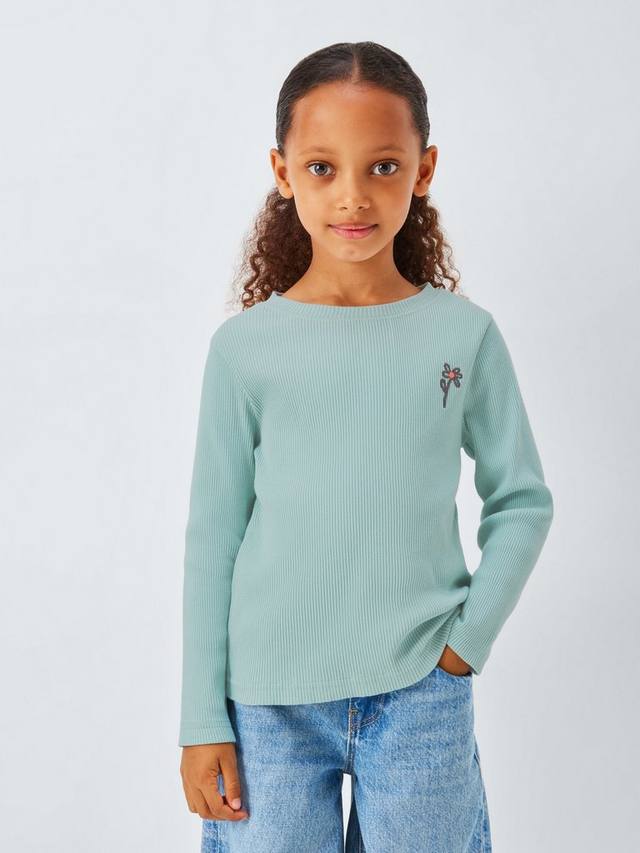 

Детский цветочный рифленый топ John Lewis, Blue