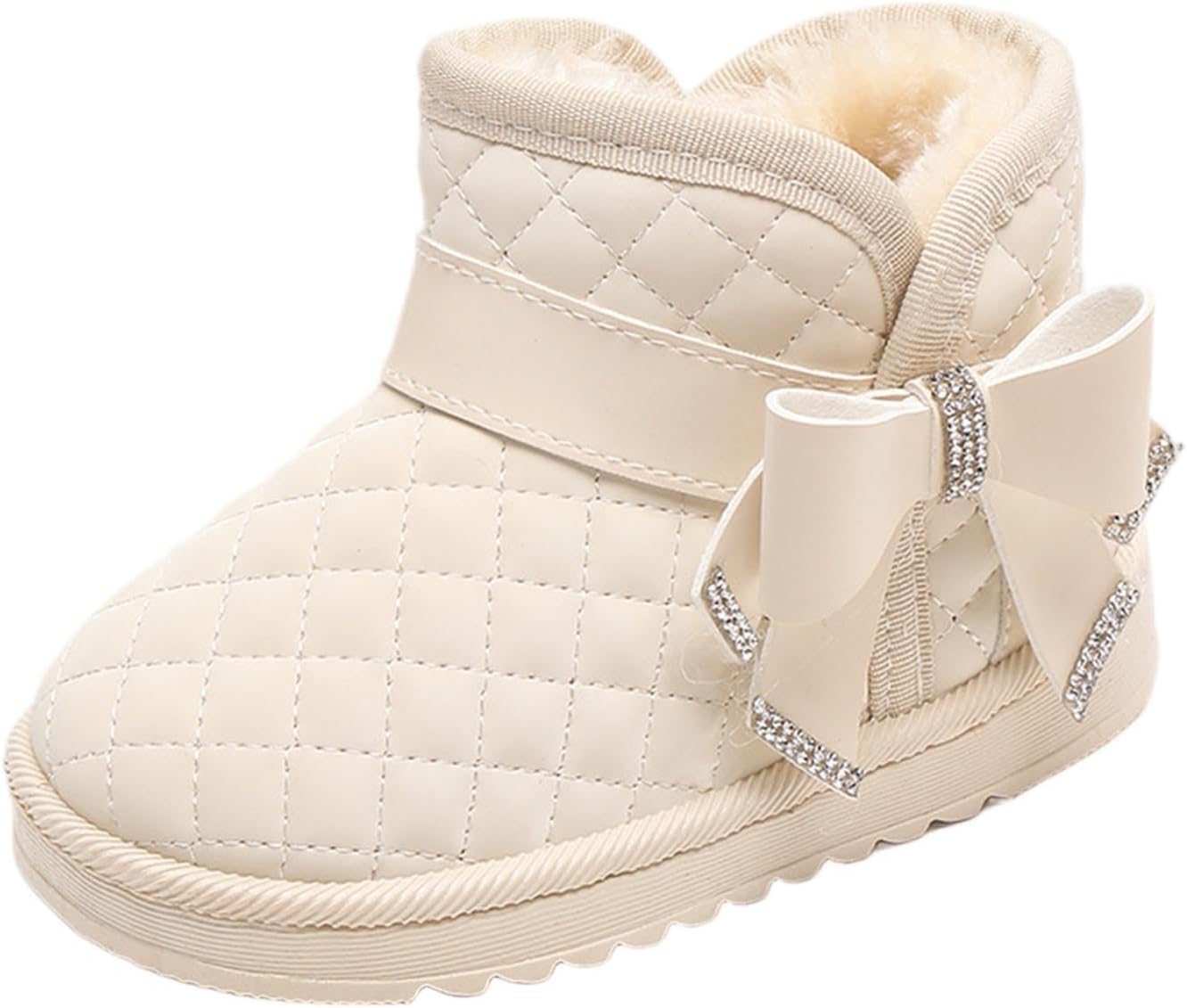 

Зимние сапожки для маленьких девочек с меховой подкладкой, утепленные ботинки до щиколотки с рифленой подошвой для улицы, детская обувь 12 месяцев - 12 лет Zzalalana, White