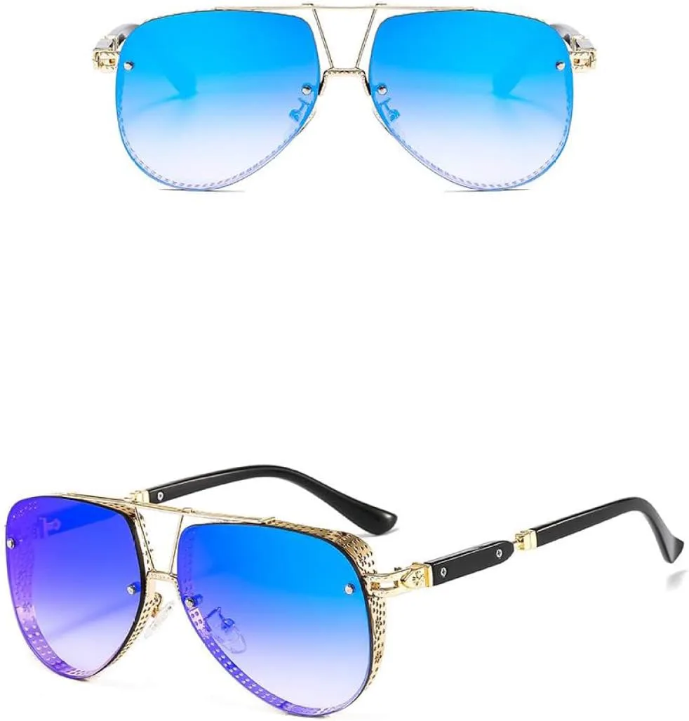 

Овальные солнцезащитные очки с ажурным узором для мужчин и женщин, роскошные, в трендовом стиле, с металлической оправой и градиентными линзами generic, Sku5