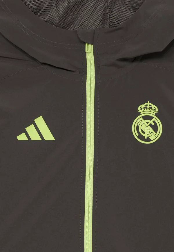 Куртка real madrid tiro25 competition tech travel jacket для детей, унисекс, клубная одежда Adidas Performance, Utility Grey/Semi Frozen Yellow — фото 3