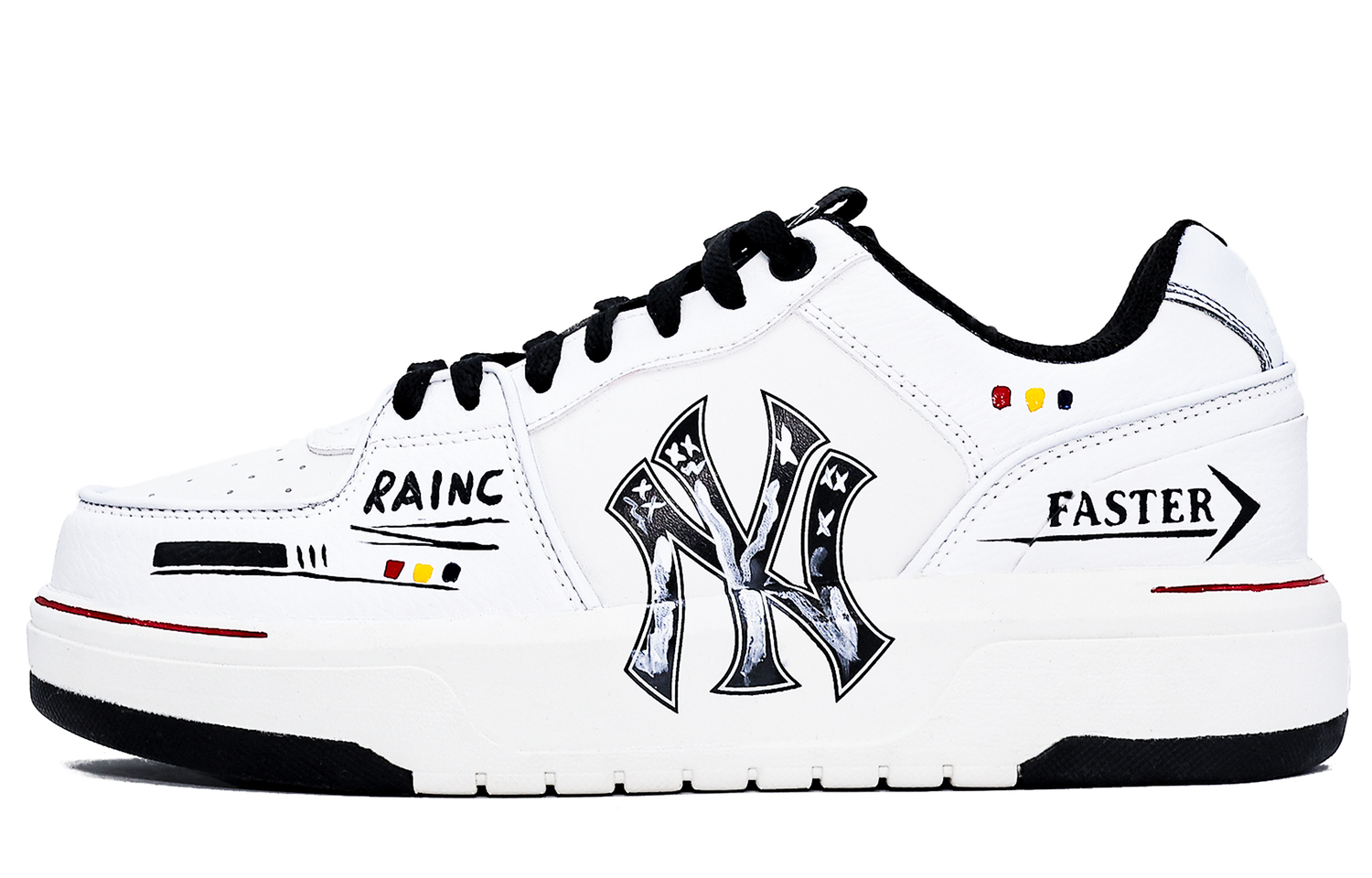 

MLB Толстая амортизирующая подкладка, износостойкие низкие скейтбордистские кроссовки унисекс белого цвета