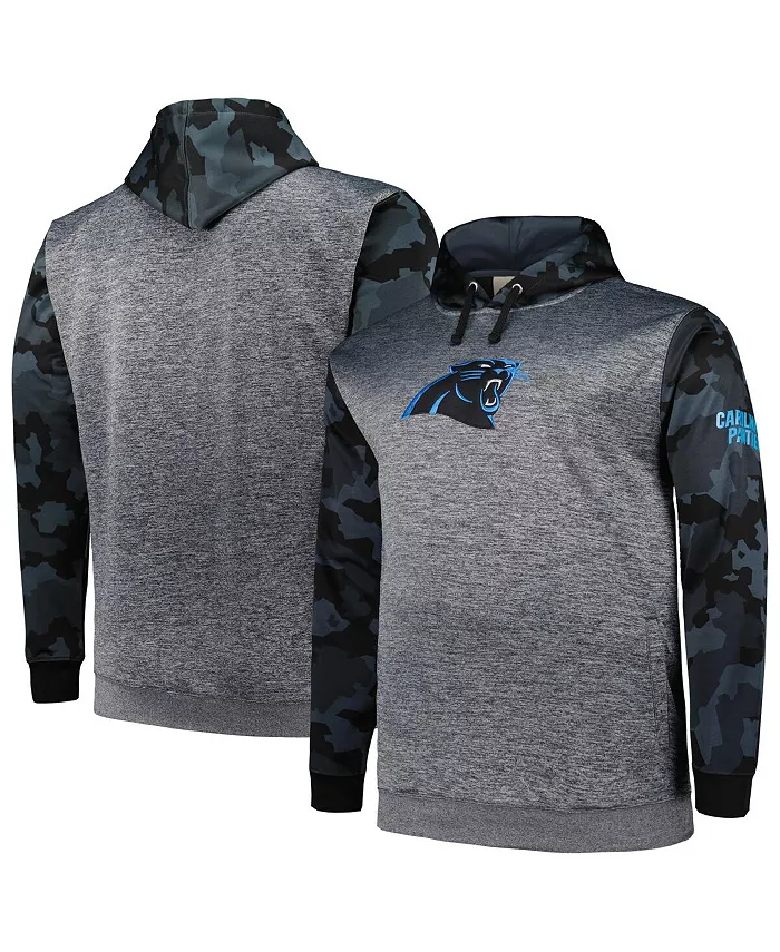 

Мужская толстовка с капюшоном Heather Charcoal Carolina Panthers Big and Tall в камуфляжном стиле Fanatics