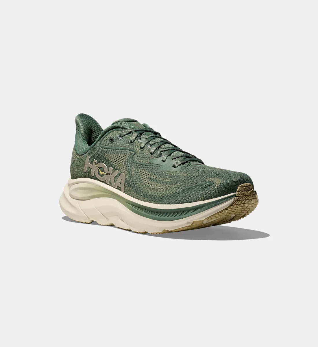 Низкие кроссовки Clifton 10 с эффектом сетки HOKA, зеленый — фото 2