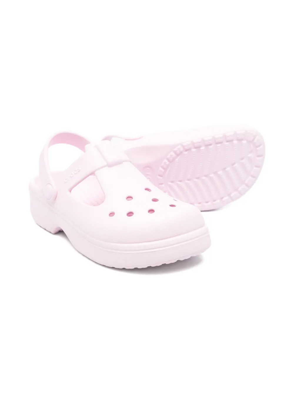 Клоги Classic T Mary Jane с перфорацией Crocs Kids, розовый — фото 2