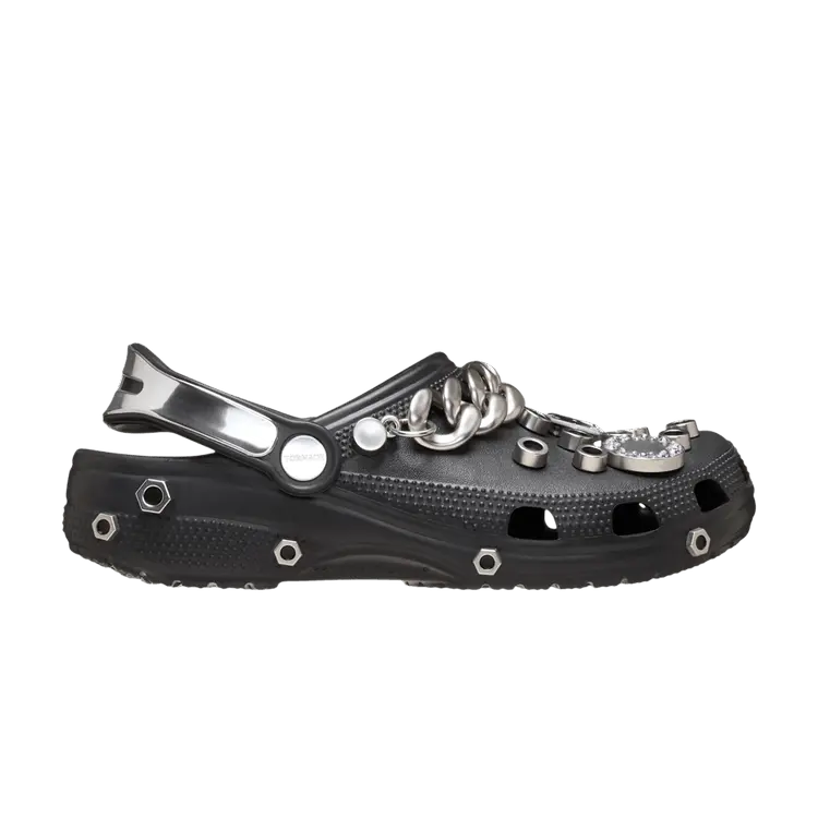 

Кроссовки Crocs Louane x Classic Clog 'Black Metallic Silver Chain', черный