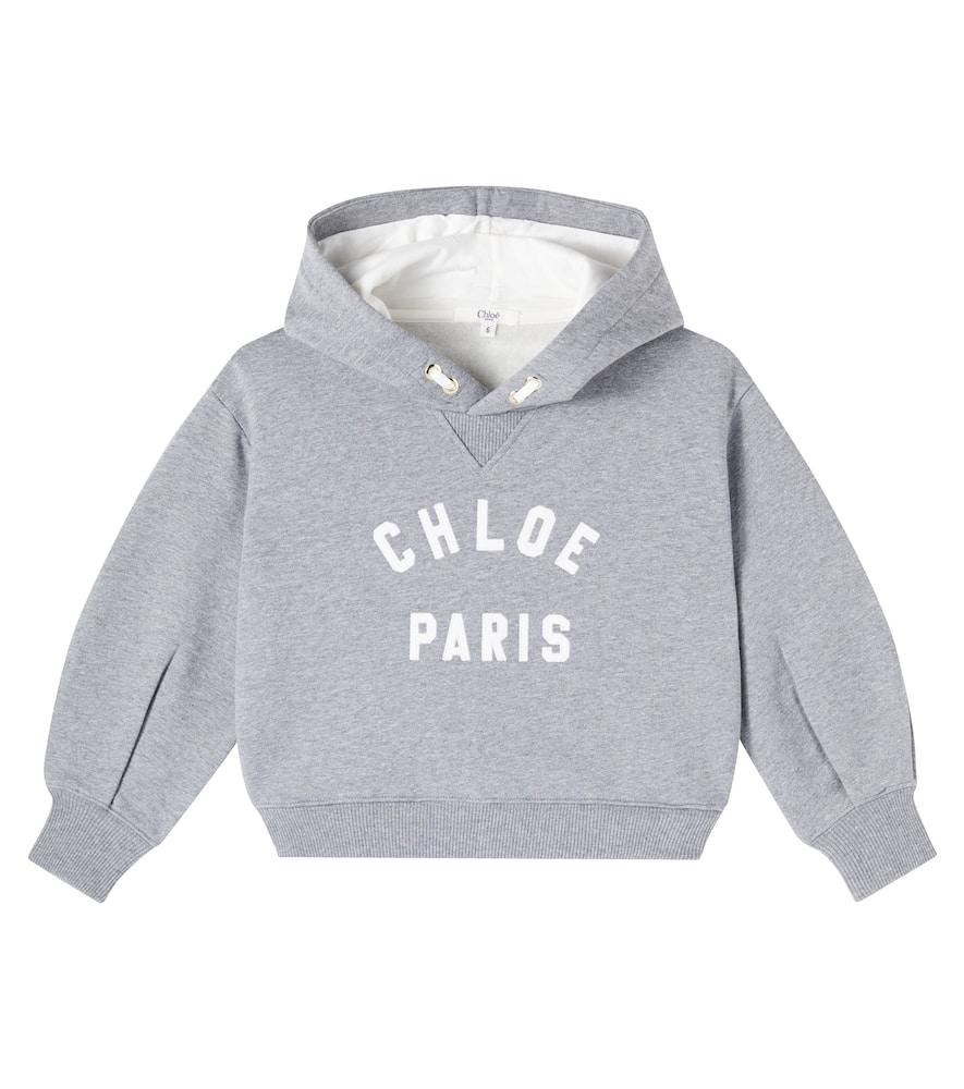 

Логотип хлопковый худи из флиса Chloé Kids, Gris