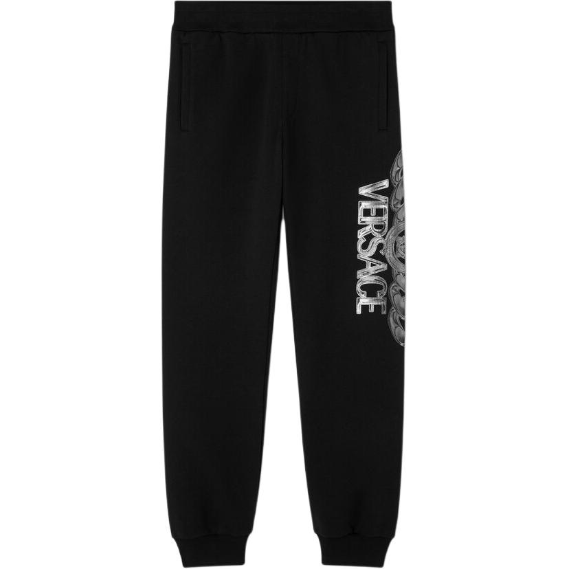 

Брюки с логотипом и эластичной резинкой на поясе VERSACE, черный