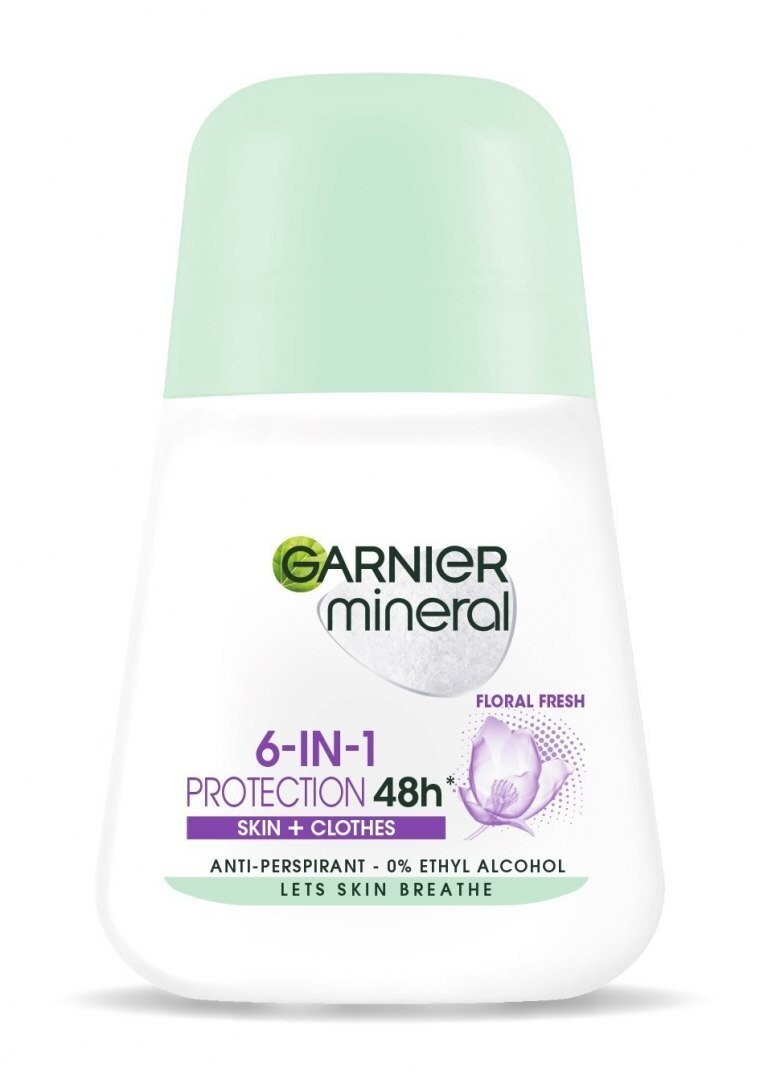 

Garnier Mineral, Дезодорант 6в1 Защита 48ч Цветочная свежесть - Кожа+Одежда, 50 мл