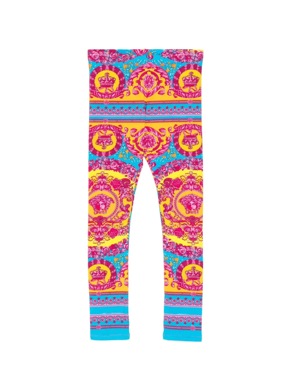 Леггинсы из хлопкового трикотажа с принтом Versace Kids, розовый