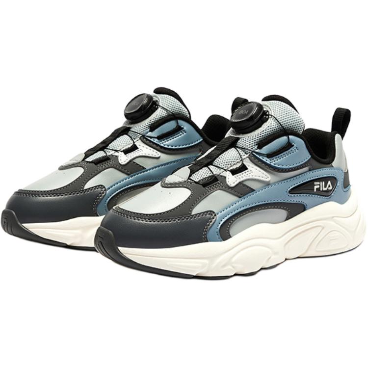 Боа противоскользящие износостойкие низкие детские беговые кроссовки gray FILA KIDS, серый — фото 3