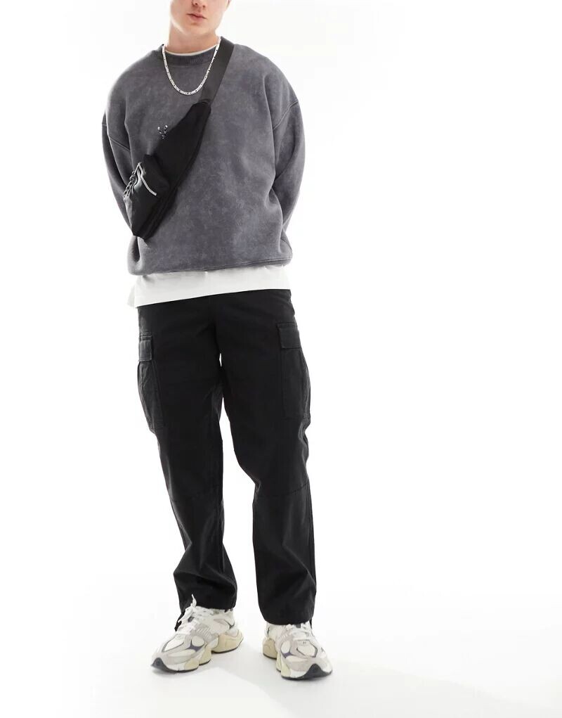 

Черные широкие брюки карго Jack & Jones
