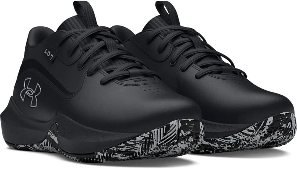 Детские баскетбольные кроссовки Under Armour Lockdown 7 для дошкольников, черный/металлик серебристый — фото 2
