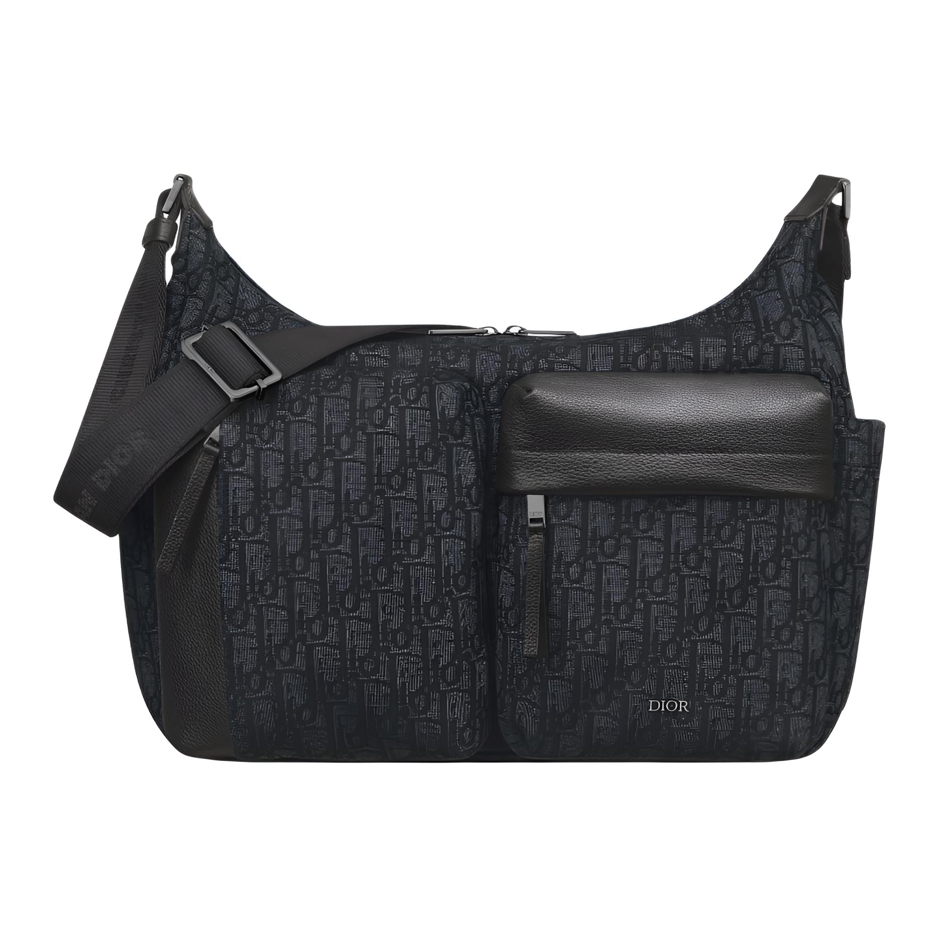 

DIOR Техническая тканевая плечевая сумка среднего размера мужская черная
