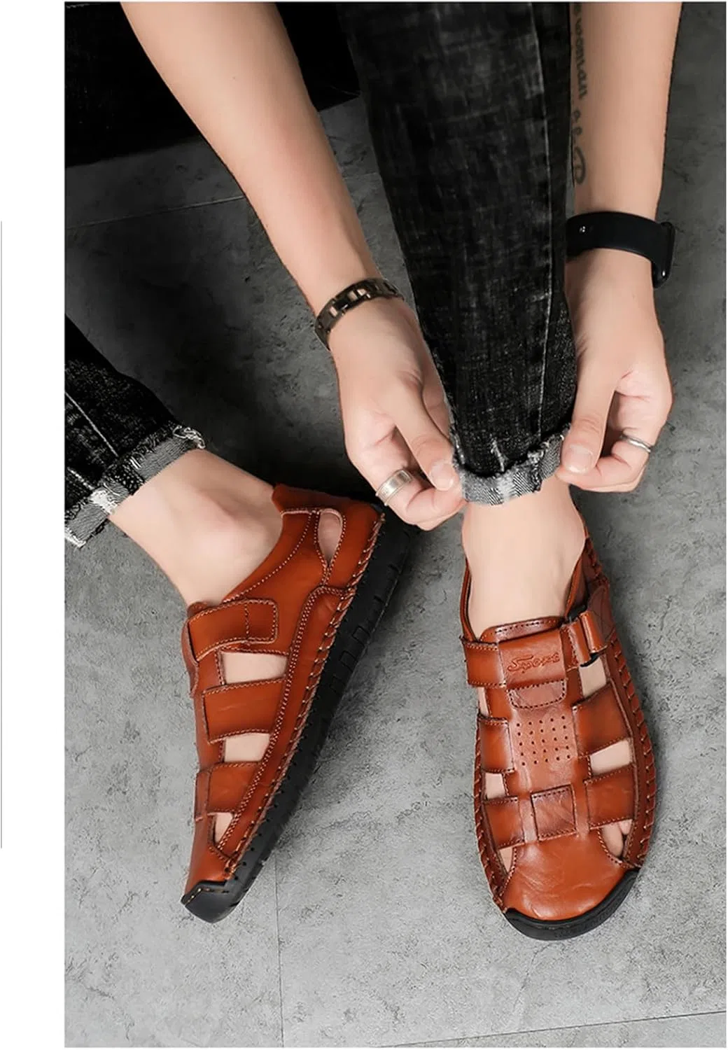 Сандалии мужские кожаные Fisherman Sandals, Reddish Brown XOEKD — фото 2