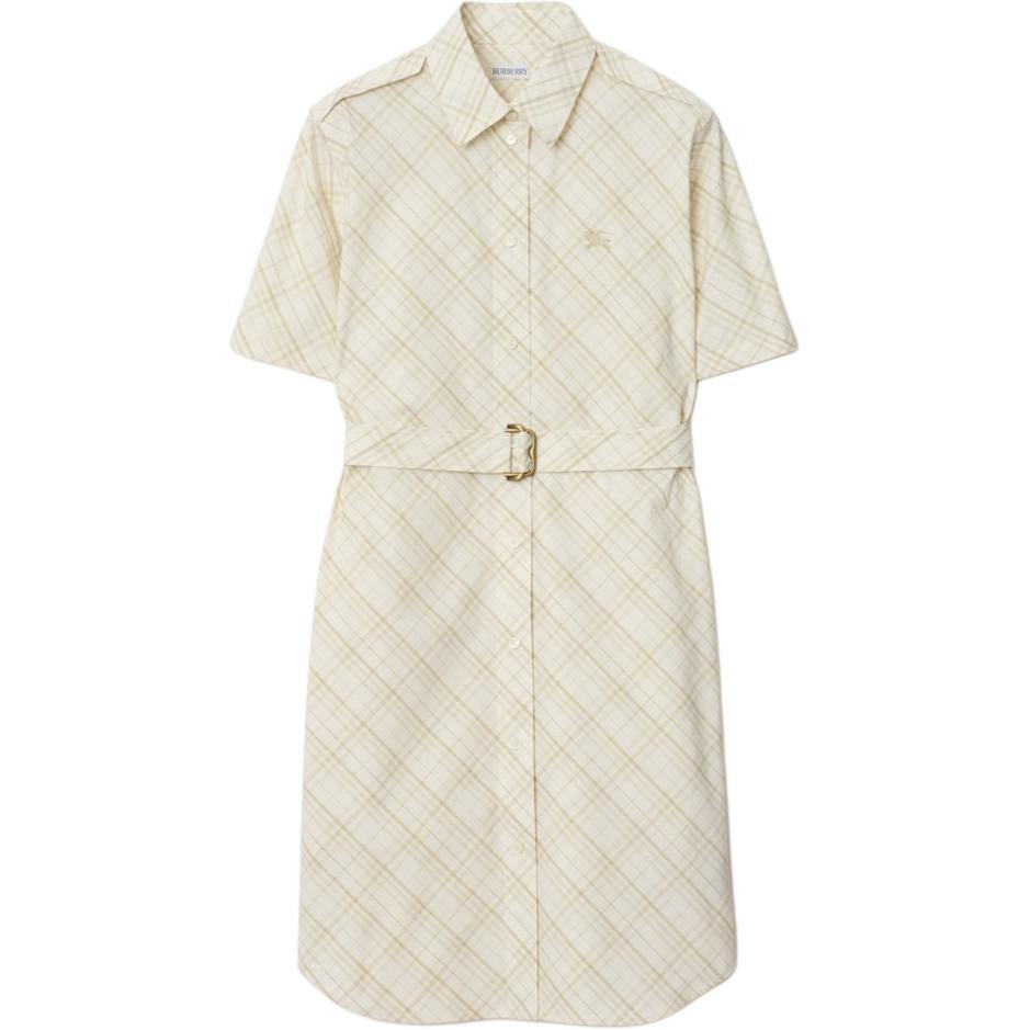 

Хлопковое платье-рубашка в клетку Burberry, бежевый