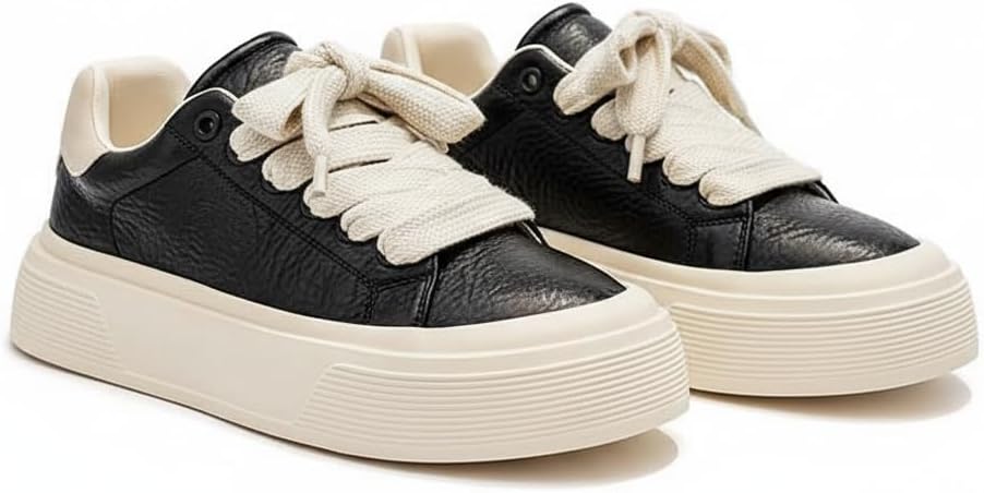 

Мужские кроссовки на платформе для увеличения роста, модные повседневные туфли - городской стиль, массивная подошва, черные шнурованные кеды для прогулок Zixcplaz