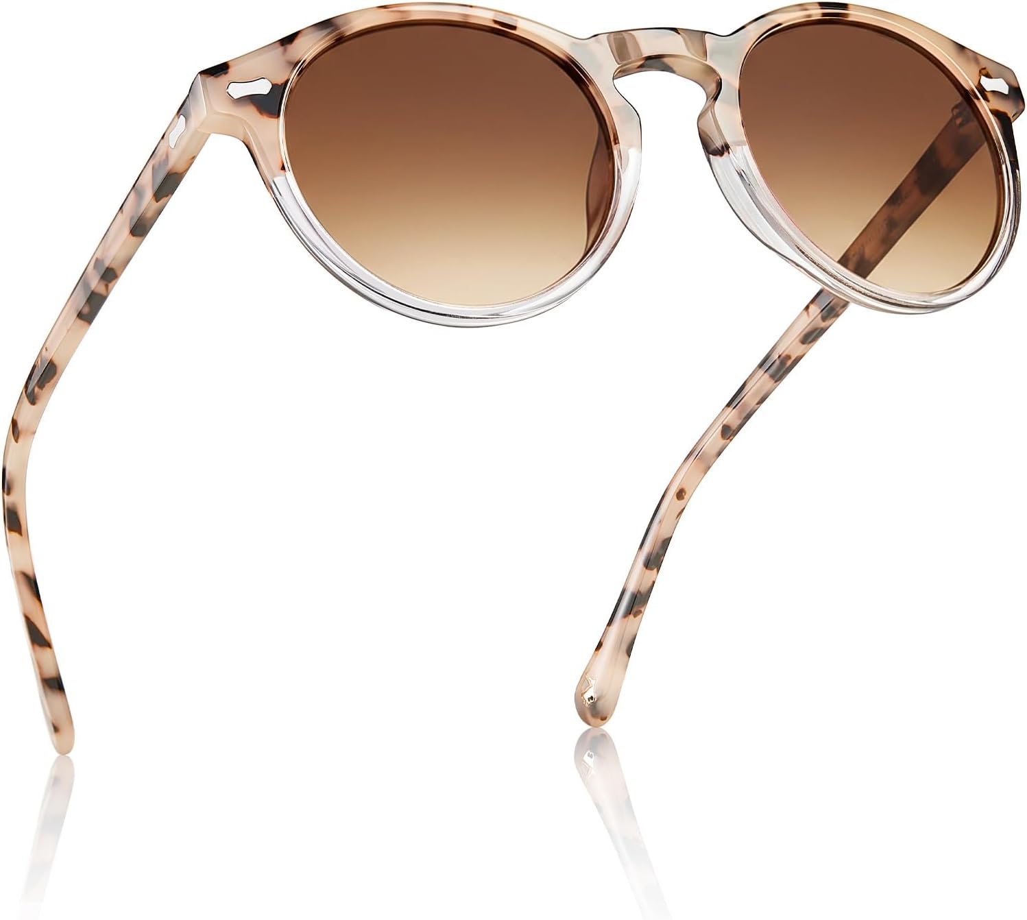 

Солнцезащитные очки CARFIA Retro с поляризацией для женщин, защита от УФ-излучения, ацетатный материал, классический винтажный стиль, круглые линзы, 2.pink Tortoise Frame Brown Lens