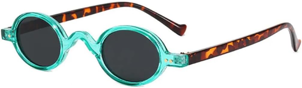 

Солнцезащитные очки для мужчин и женщин - защита UV400 - маленькая круглая оправа с цветными линзами для занятий спортом на открытом воздухе и вождения DSVIGF, Green Leopard Grey