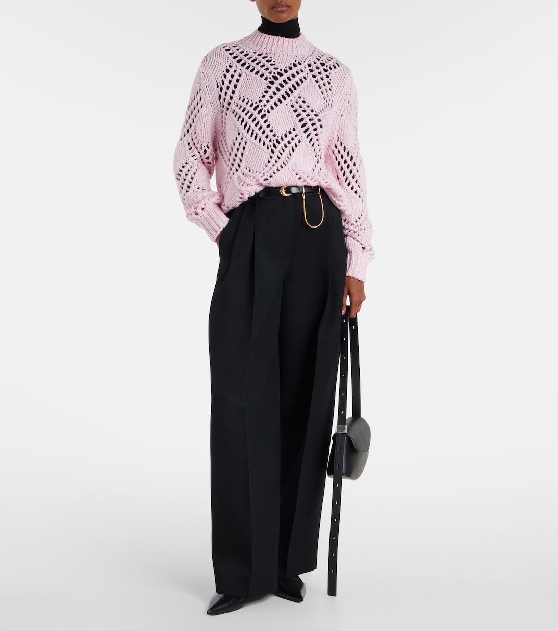 Свитер из натуральной шерсти с кружевной отделкой Jil Sander, Candy Pink — фото 2