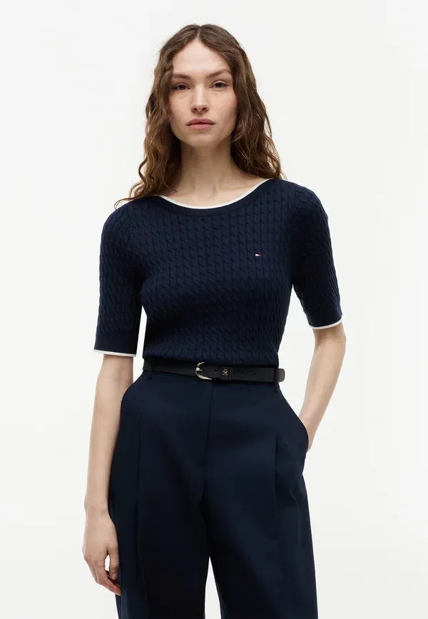 Джемпер Tommy Hilfiger Fine cable boat neck, темно-синий