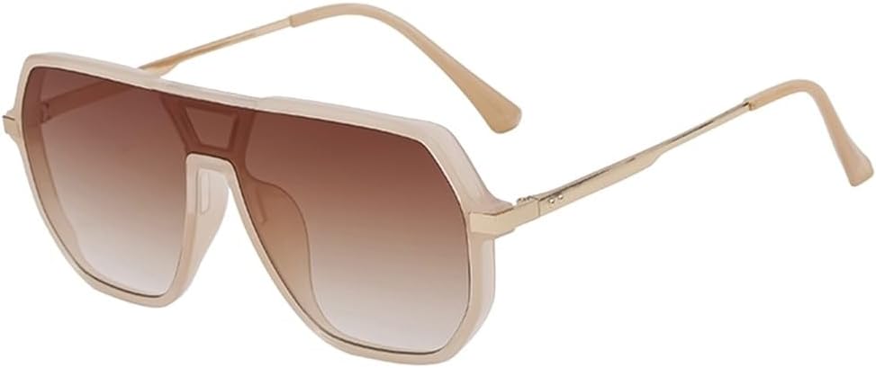 

Модные большие квадратные солнцезащитные очки для мужчин и женщин, цельные, нестандартной формы, металлические, в винтажном стиле, с защитой от УФ-излучения UV400 WNCKSQ, C3gradientbrown