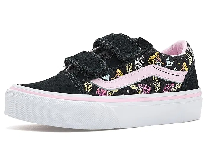 Кроссовки на липучках Old Skool V Vans Kids, Glow Mermaid Black/Pastel Pink
