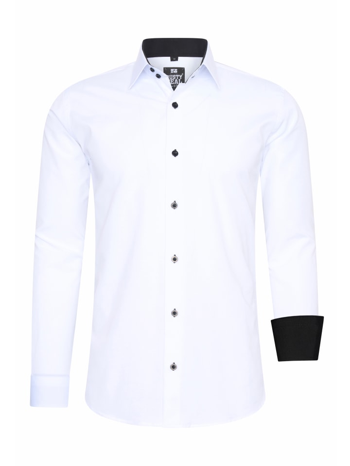 

Рубашка делового покроя, облегающего кроя, из высококачественного хлопка-стрейч, белого/черного цвета Rusty Neal