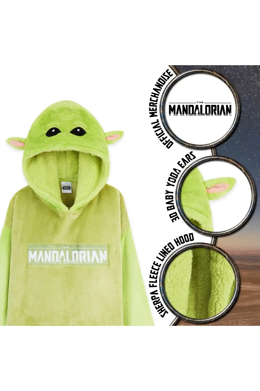 Детский халат-одеяло Baby Yoda Disney, зеленый — фото 3
